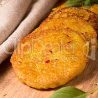 Potato pancakes with pumpkin puree