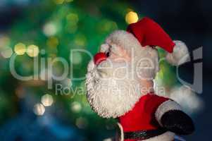 Cloth Santa Claus on a blurred background