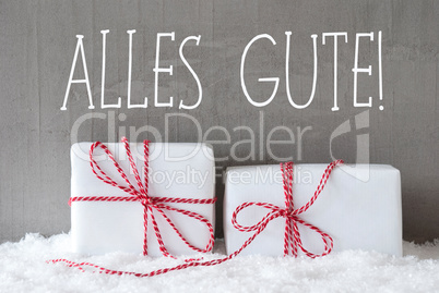 Two Gifts With Snow, Alles Gute Means Best Wishes