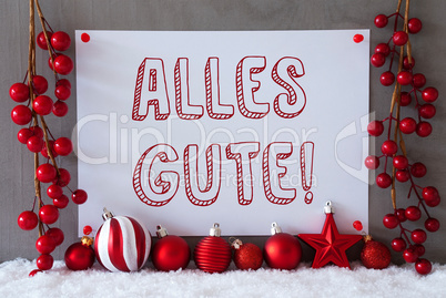 Label, Snow, Christmas Balls, Alles Gute Means Best Wishes