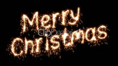 Beautiful Animation of Sparklers Text Appearing on Black. Merry Christmas Theme. HD 1080.
