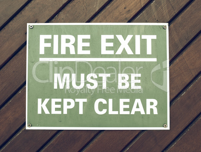 Vintage looking Fire exit sign