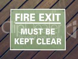 Vintage looking Fire exit sign