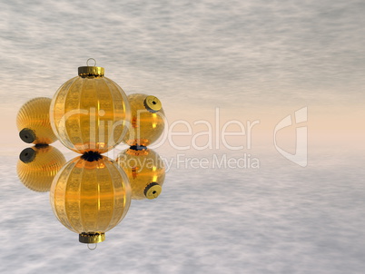 Golden Christmas balls - 3D render