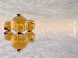 Golden Christmas balls - 3D render