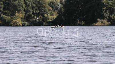 Oar boats on the lake, Lankower lake in Schwerin