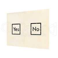 Ballot paper with Yes and No isolated over white