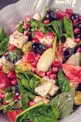 Green Spinach Salad with feta and olives