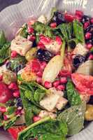 Green Spinach Salad with feta and olives