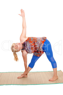Yoga stretching from woman trainer.