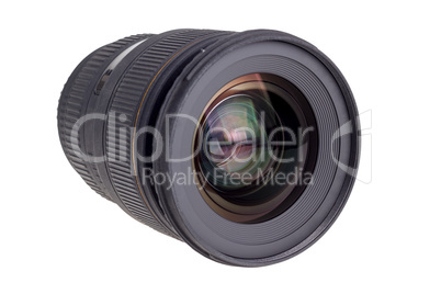 Lens of modern digital camera, view of front lens