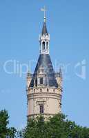 Tower in the blue sky of the schweriner castle