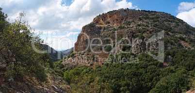 Mediterranean mountainous landscape in cloudy day