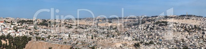 Panorama of Jerusalem with Temple Mount in the center