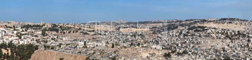 Panorama of Jerusalem with Temple Mount in the center