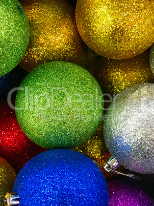 Shiny Christmas decorations in different colors