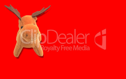 Christmas Deer over red background