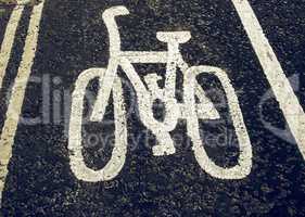 Vintage looking Bike lane sign