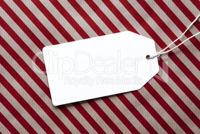 Label On Red Wrapping Paper And Copy Space