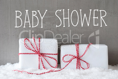 Two Gifts With Snow, Text Baby Shower