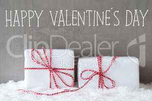 Two Gifts With Snow, Text Happy Valentines Day