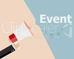 Event. flat design business concept. Digital marketing business man holding megaphone for website and promotion banners.