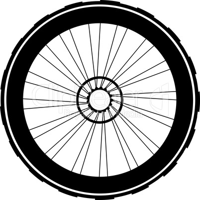 silhouette of a bicycle wheel. bike wheels with tyre and spokes. isolated on white