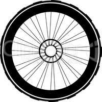 silhouette of a bicycle wheel. bike wheels with tyre and spokes. isolated on white