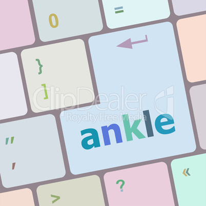 Keyboard with white enter button, ankle word on it