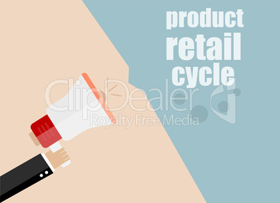 flat design business concept. prodcut retail cycle. Digital marketing business man holding megaphone for website and promotion banners.