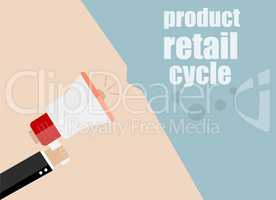 flat design business concept. prodcut retail cycle. Digital marketing business man holding megaphone for website and promotion banners.