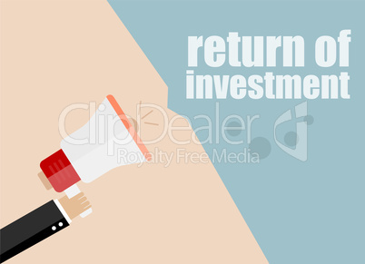 return of investment. Flat design business concept Digital marketing business man holding megaphone for website and promotion banners.