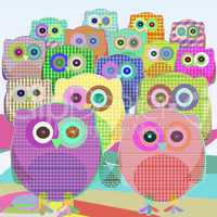 Cute Owls family set