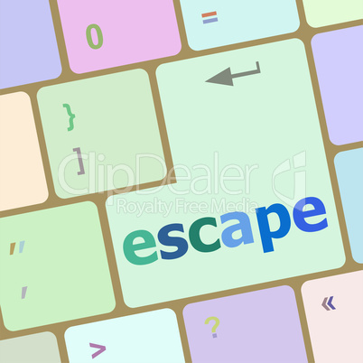 Computer keyboard key with escape word