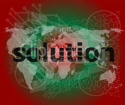 The word solution on digital screen, business concept