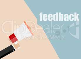 flat design business concept. feedback. Digital marketing business man holding megaphone for website and promotion banners.
