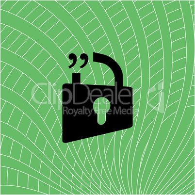 blue open lock sign, quotation mark speech bubble and chat symbol