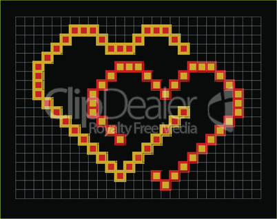 valentine coloured pixel hearts couple