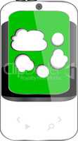 Smartphone with cloud computing symbol on a screen