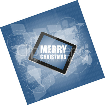 mobile phone tablet pc with Merry Christmas design on business digital screen