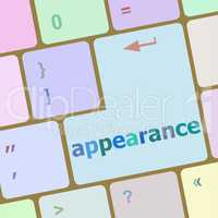 appearance word on computer keyboard key