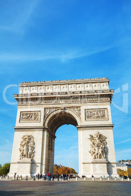 The Arc de Triomphe de l'Etoile in Paris, France