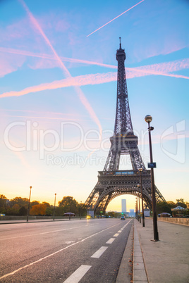 Cityscape with the Eiffel tower