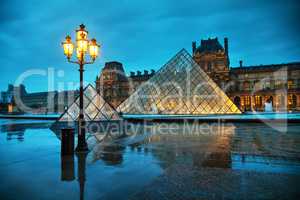 The Louvre Pyramid in Paris, France