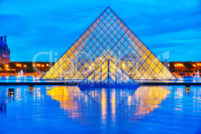 The Louvre Pyramid in Paris, France