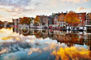 Amsterdam city view with Amstel river