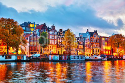 Amsterdam city view with Amstel river