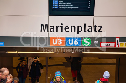 Marienplatz metro station with people in Munich