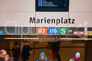Marienplatz metro station with people in Munich
