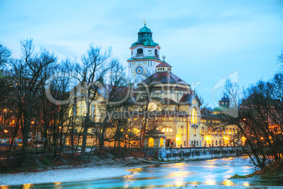 The Volksbad with the Clocktower in Munich, Germany